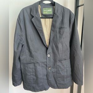 AFS Jeep Black Blazer Jacket Size 42 Chest Lines Canvas Patch‎ Elbows 2 Buttons